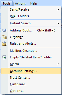 Outlook 2007 - Account Setting Option