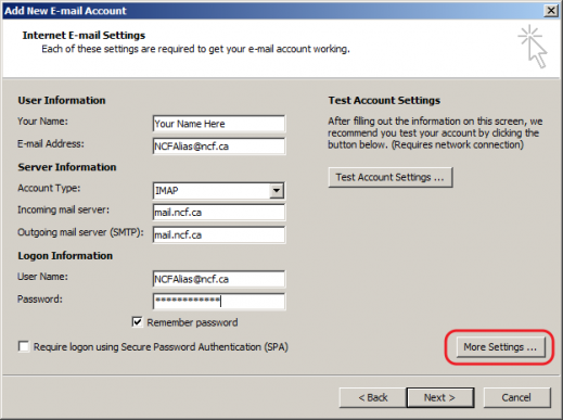 Outlook 2007 - Email Settings