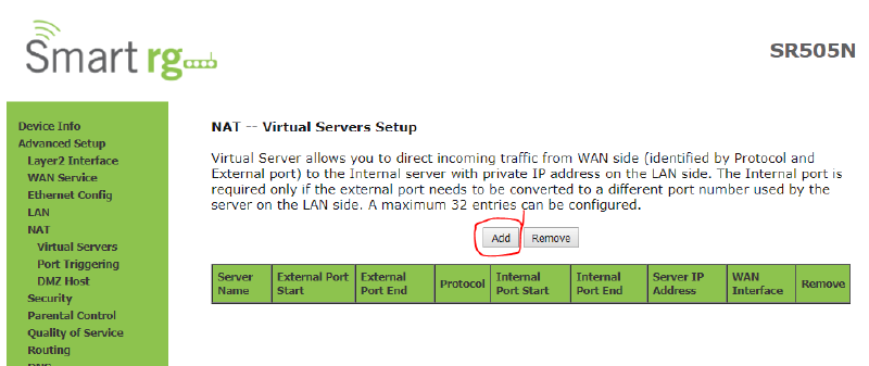 Adding a Virtual Server Rule