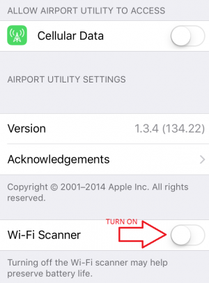 Airport Utility - Turning On Wi-Fi Scanner