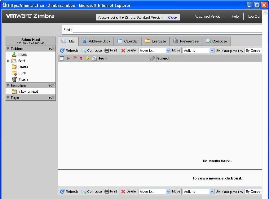 Zimbra webmail - Support