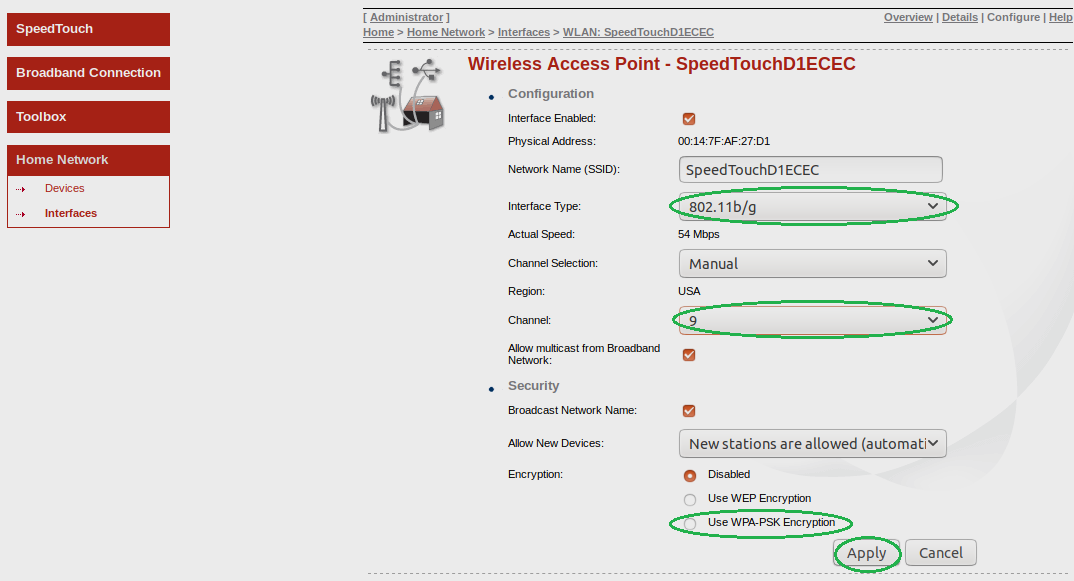 ST585-WiFi Config Changes