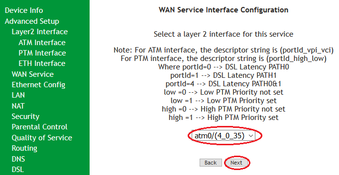 SR505n- Mapping atm0 to WAN(PPPoE) ADSL configuration