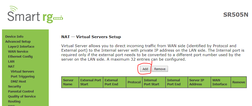 Adding a Virtual Server Rule