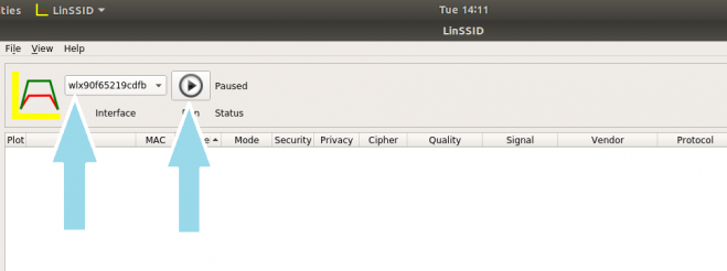 LinSSID Setting Wireless Interface and Starting Scan