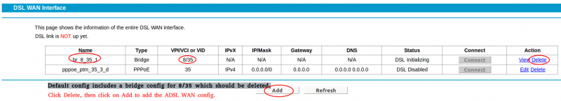 Adding ADSL2+ WAN Config 1/2