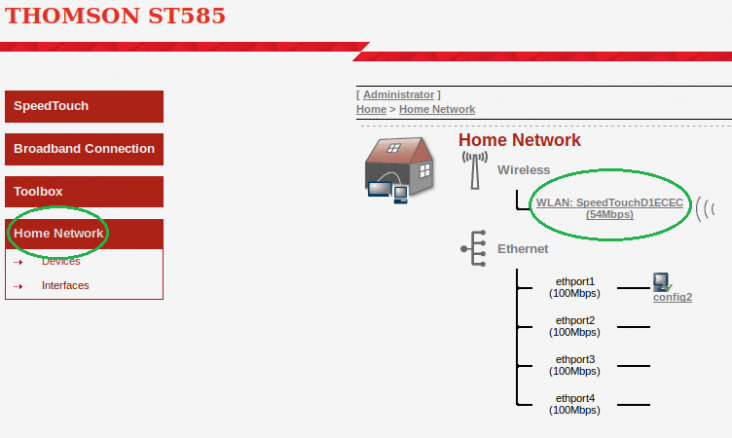 Speedtouch ST585 WiFi Network Selection