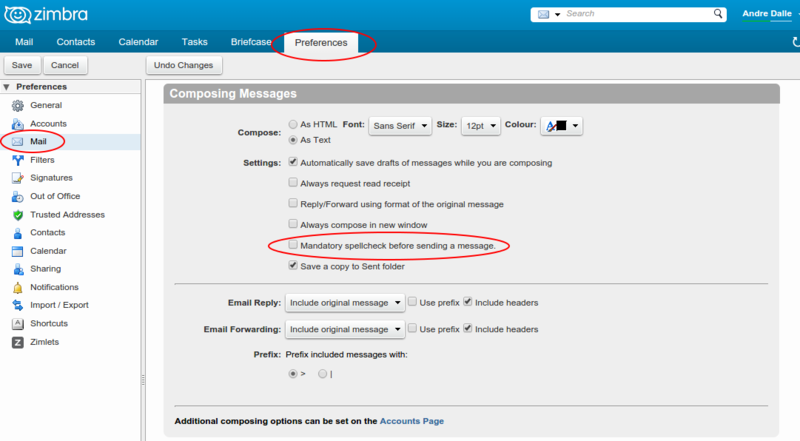 Zimbra webmail - Support