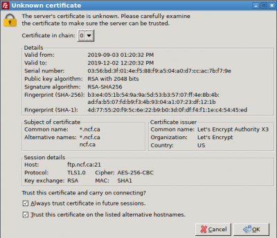 FileZilla certificate warning.png