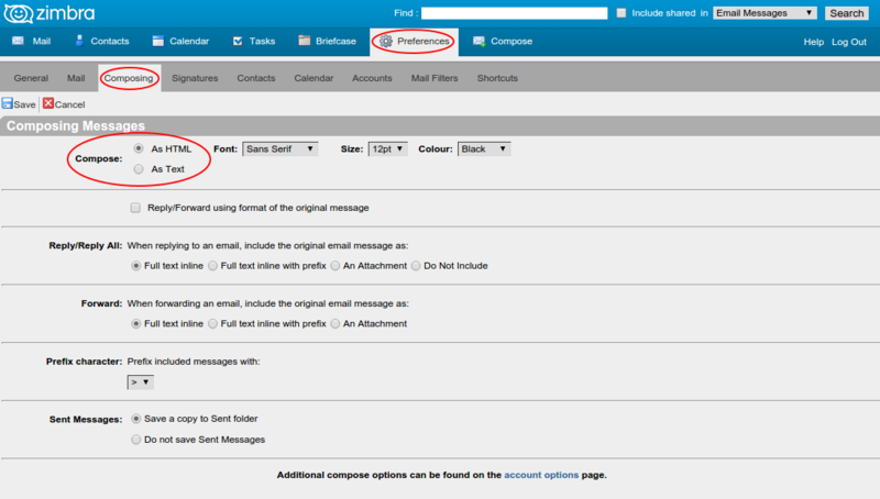 Zimbra8 standard preferences composing.png